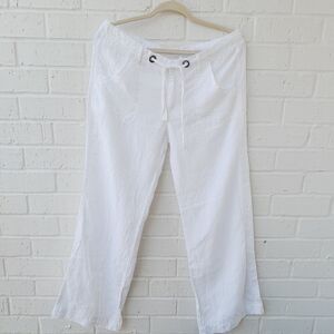 Elan Linen Ramie Wide Leg Pants Boho Resort Coastal Summer Contemporary sz:S